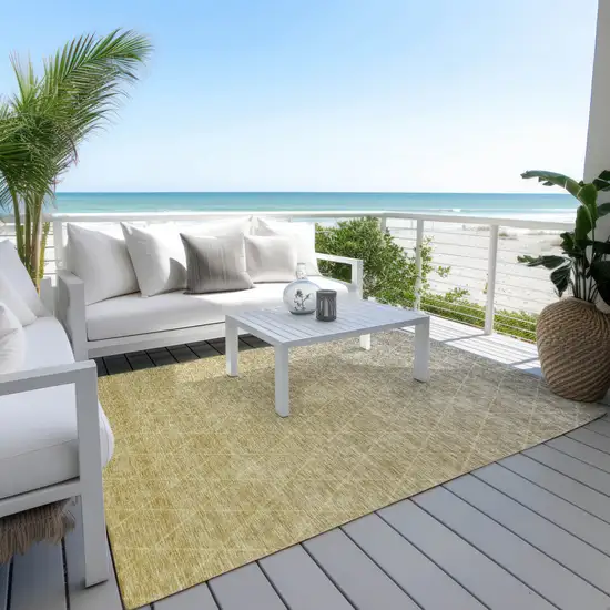 Gold And Gray Geometric Washable Indoor Outdoor Area Rug Photo 8