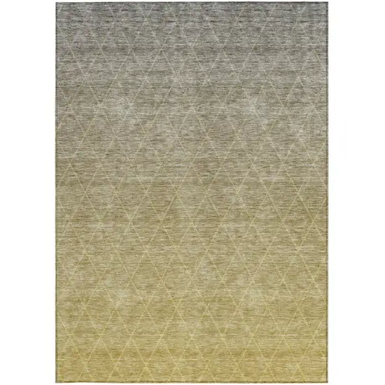 Gold And Gray Geometric Washable Indoor Outdoor Area Rug Photo 7