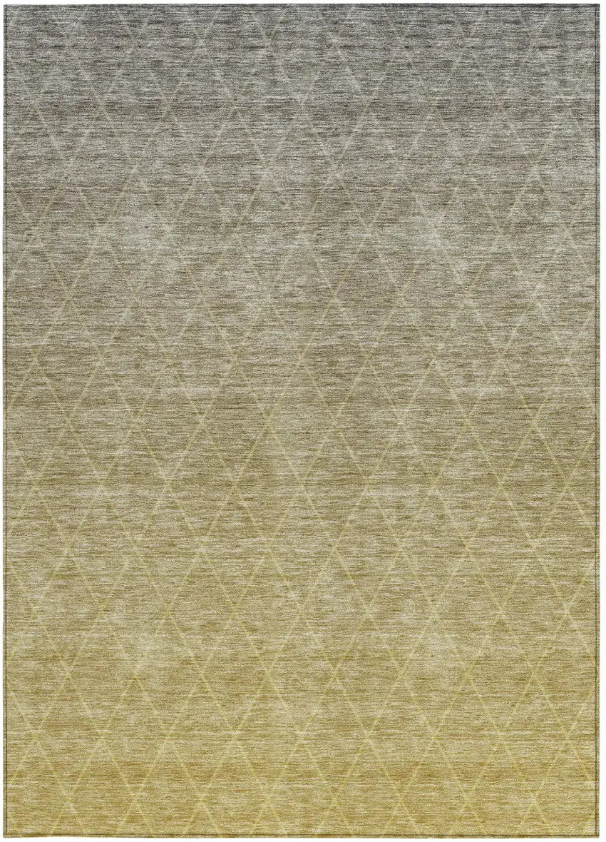 Gold And Gray Geometric Washable Indoor Outdoor Area Rug Photo 7