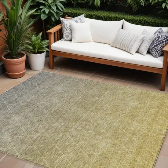 Gold And Gray Geometric Washable Indoor Outdoor Area Rug Photo 1