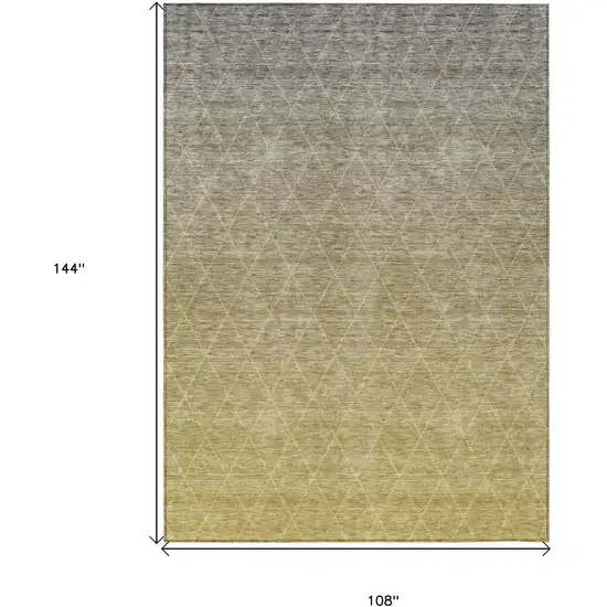 Gold And Gray Geometric Washable Indoor Outdoor Area Rug Photo 3