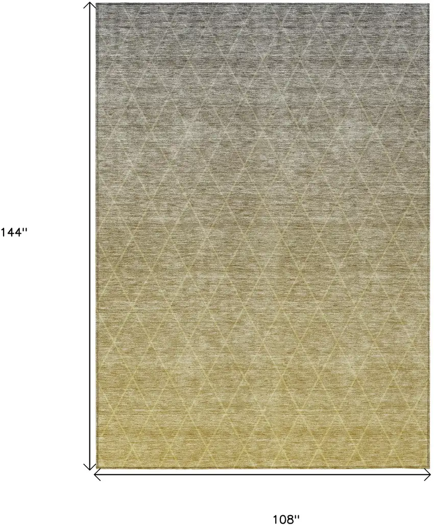 Gold And Gray Geometric Washable Indoor Outdoor Area Rug Photo 3