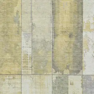 Photo of Gold And Gray Geometric Washable Indoor Outdoor Area Rug