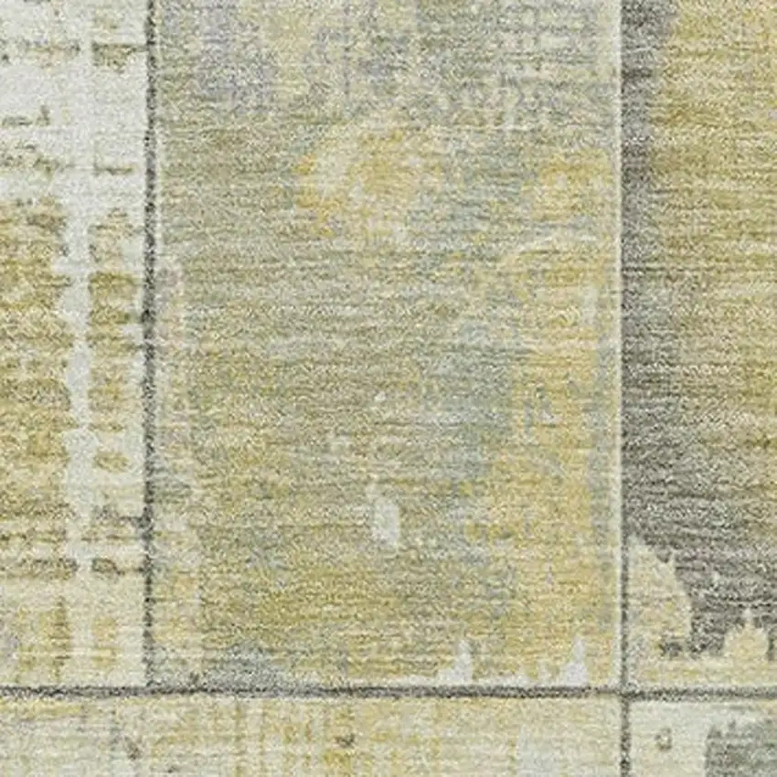 Gold And Gray Geometric Washable Indoor Outdoor Area Rug Photo 3