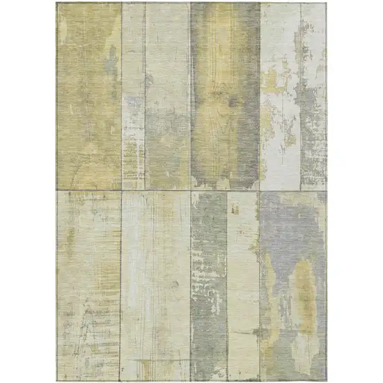 Gold And Gray Geometric Washable Indoor Outdoor Area Rug Photo 9