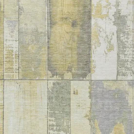 Gold And Gray Geometric Washable Indoor Outdoor Area Rug Photo 1