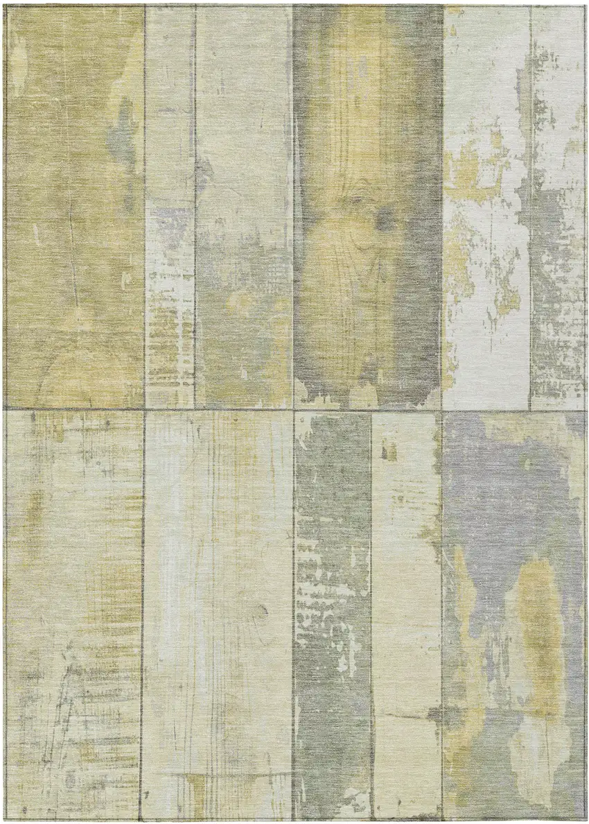 Gold And Gray Geometric Washable Indoor Outdoor Area Rug Photo 9