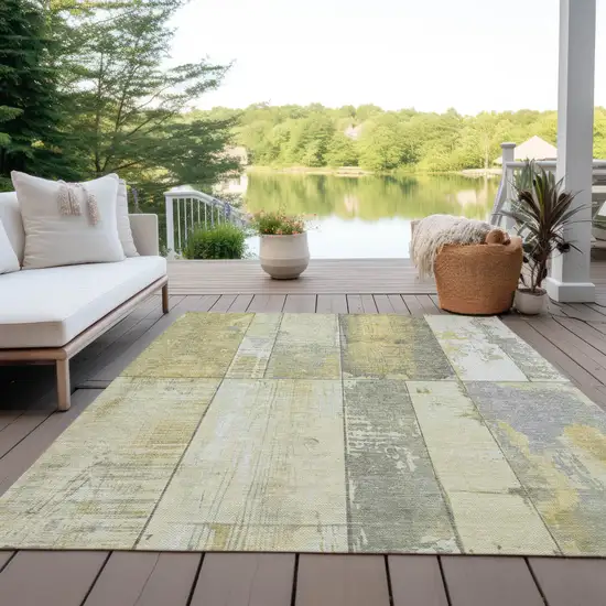 Gold And Gray Geometric Washable Indoor Outdoor Area Rug Photo 5