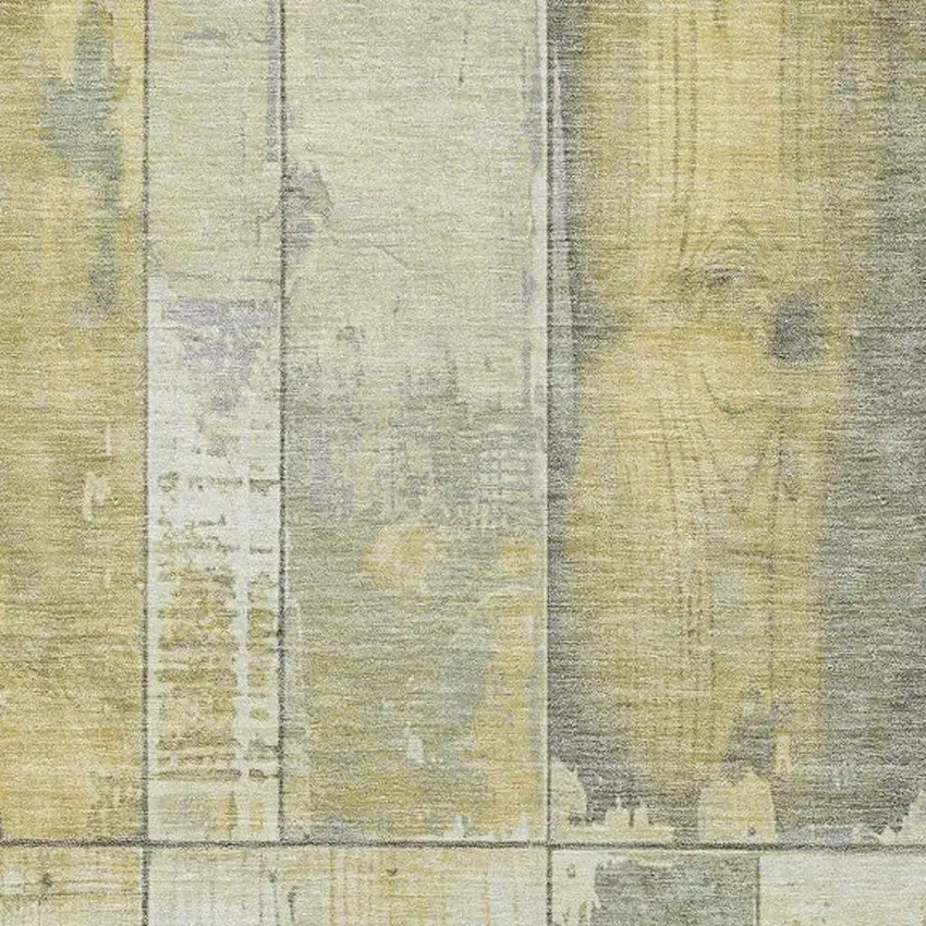 Gold And Gray Geometric Washable Indoor Outdoor Area Rug Photo 3