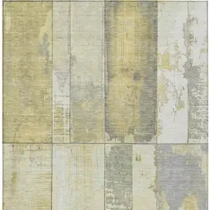 Photo of Gold And Gray Geometric Washable Indoor Outdoor Area Rug