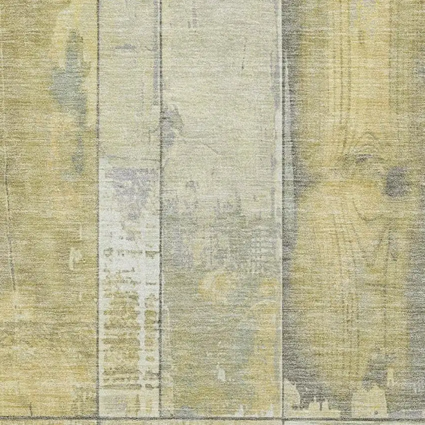 Gold And Gray Geometric Washable Indoor Outdoor Area Rug Photo 3