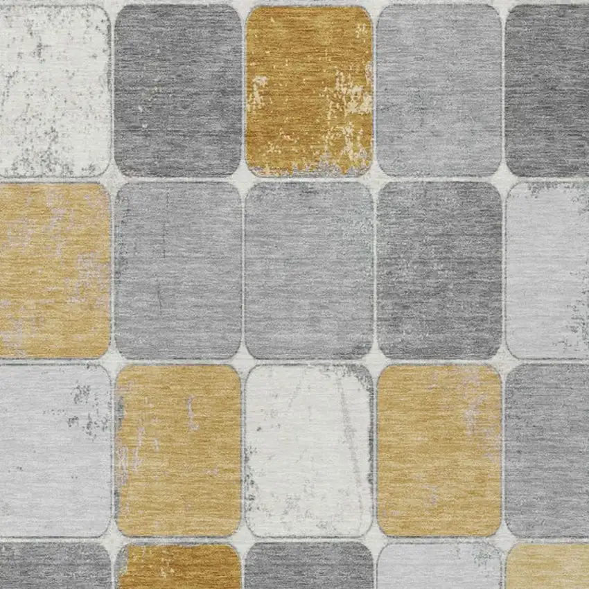 Gold And Gray Geometric Washable Indoor Outdoor Area Rug Photo 8