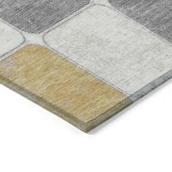 Gold And Gray Geometric Washable Indoor Outdoor Area Rug Photo 6