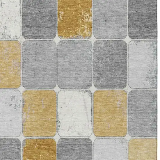Gold And Gray Geometric Washable Indoor Outdoor Area Rug Photo 8