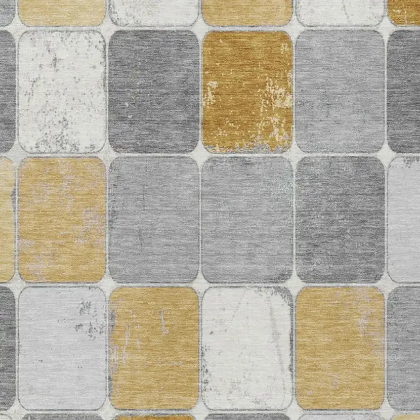 Gold And Gray Geometric Washable Indoor Outdoor Area Rug Photo 8
