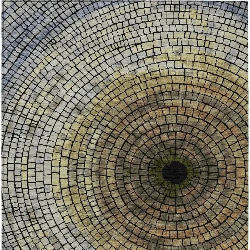Gold And Gray Geometric Washable Indoor Outdoor Area Rug Photo 4