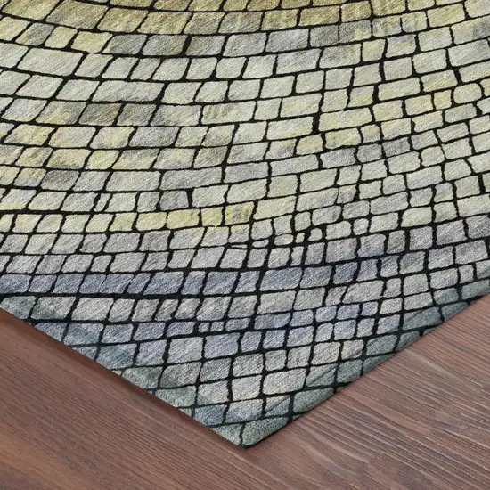 Gold And Gray Geometric Washable Indoor Outdoor Area Rug Photo 5