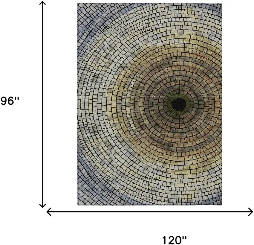 Gold And Gray Geometric Washable Indoor Outdoor Area Rug Photo 7