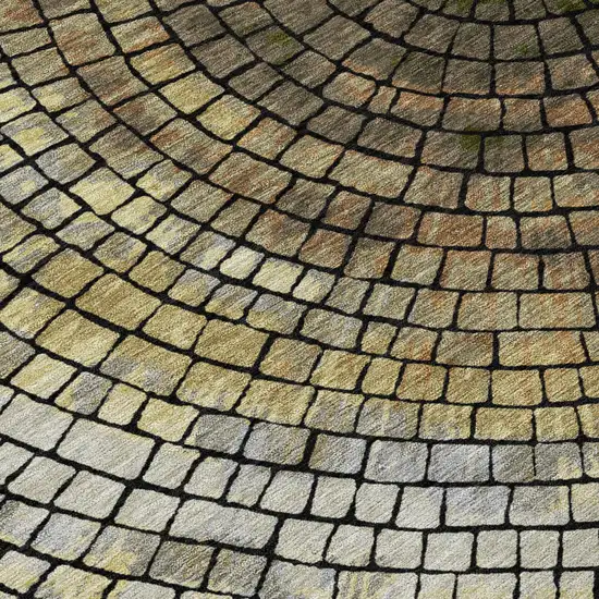 Gold And Gray Geometric Washable Indoor Outdoor Area Rug Photo 6