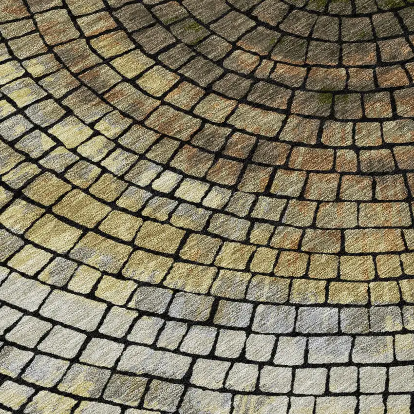 Gold And Gray Geometric Washable Indoor Outdoor Area Rug Photo 6