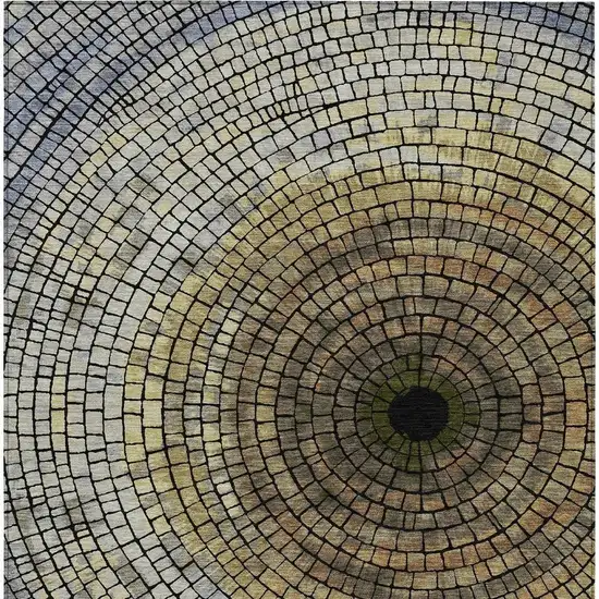 Gold And Gray Geometric Washable Indoor Outdoor Area Rug Photo 4