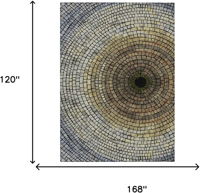 Gold And Gray Geometric Washable Indoor Outdoor Area Rug Photo 7