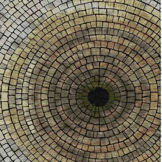 Gold And Gray Geometric Washable Indoor Outdoor Area Rug Photo 3