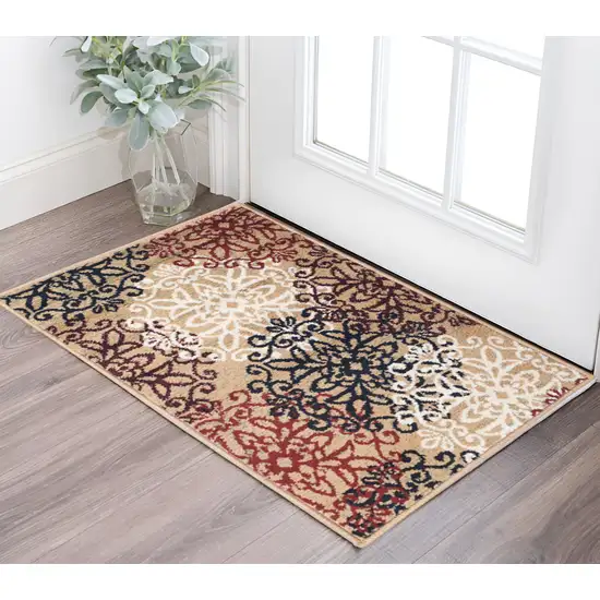Gold And Gray Medallion Power Loom Stain Resistant Area Rug Photo 1