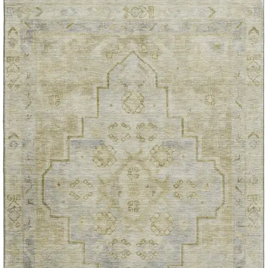 Gold And Gray Medallion Washable Area Rug With UV Protection Photo 4