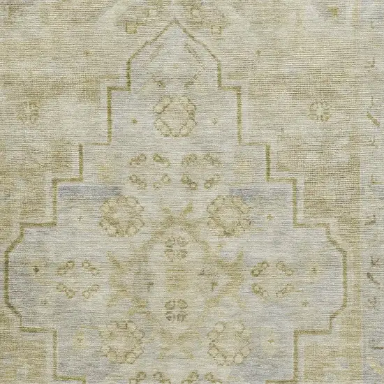 Gold And Gray Medallion Washable Area Rug With UV Protection Photo 3