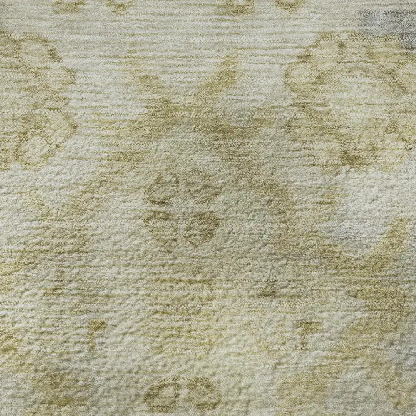 Gold And Gray Medallion Washable Area Rug With UV Protection Photo 8