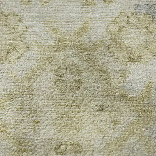 Gold And Gray Medallion Washable Area Rug With UV Protection Photo 9