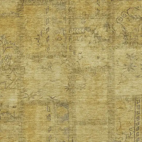 Gold And Gray Patchwork Washable Area Rug With UV Protection Photo 4