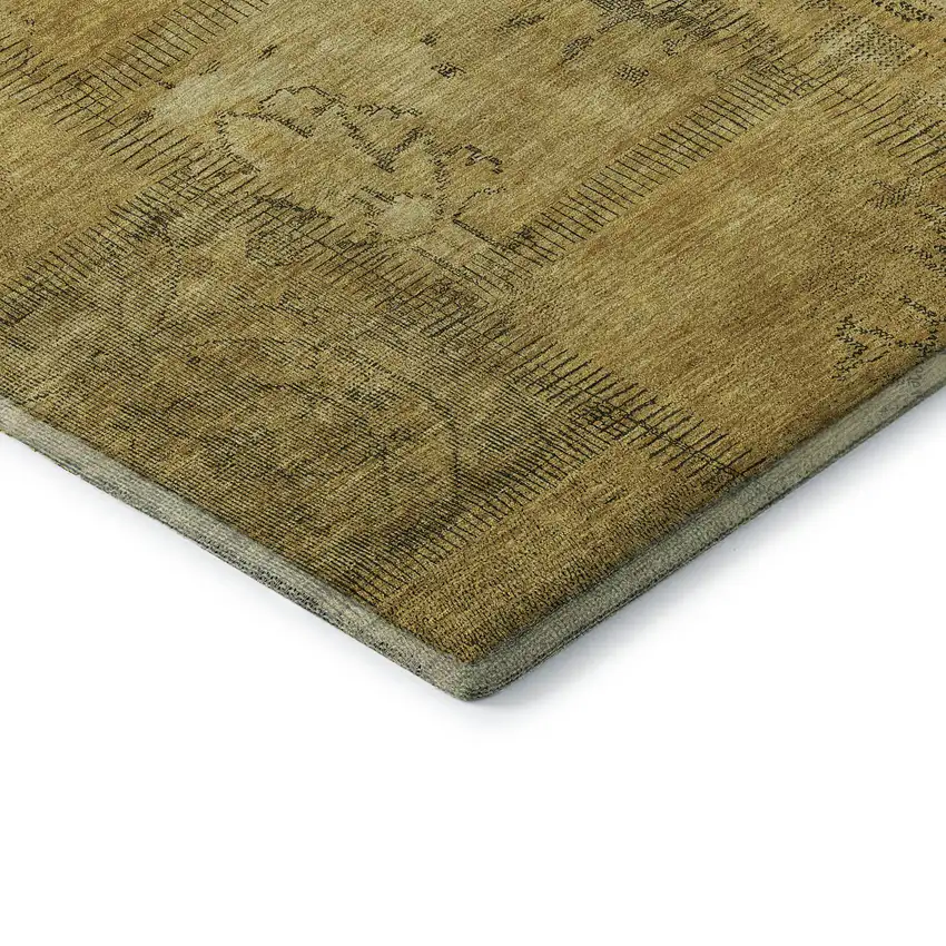Gold And Gray Patchwork Washable Area Rug With UV Protection Photo 8