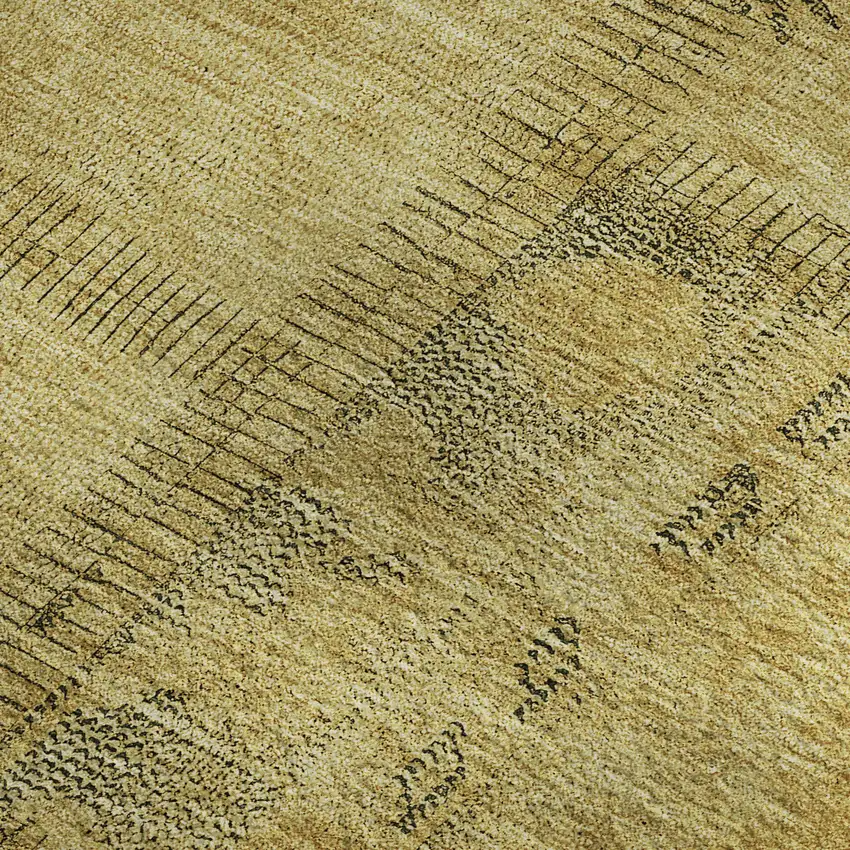 Gold And Gray Patchwork Washable Area Rug With UV Protection Photo 3