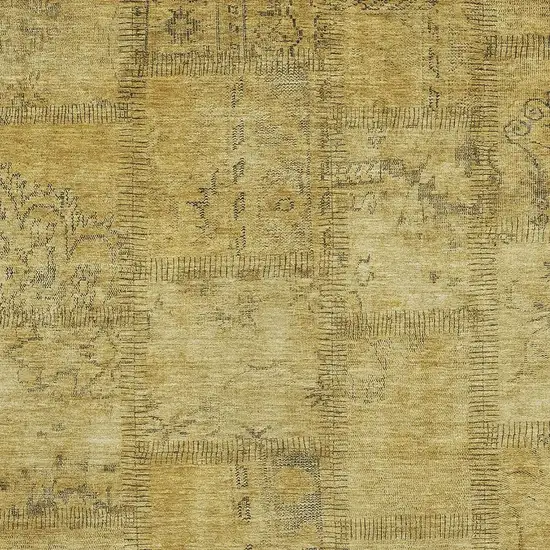 Gold And Gray Patchwork Washable Area Rug With UV Protection Photo 4
