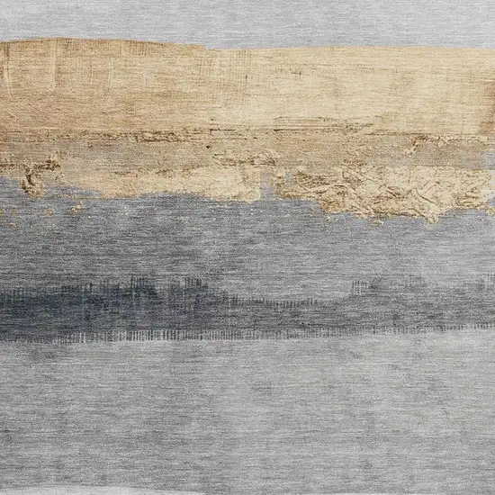 Gold And Gray Striped Washable Indoor Outdoor Area Rug Photo 3