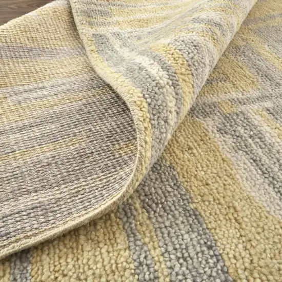 Gold And Gray Wool Abstract Hand Knotted Area Rug Photo 4