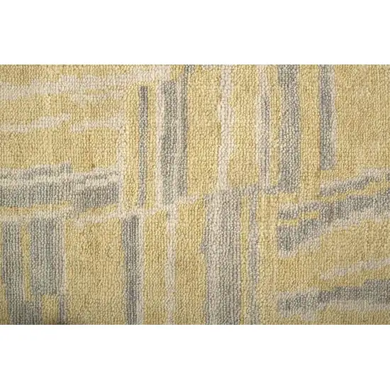 Gold And Gray Wool Abstract Hand Knotted Area Rug Photo 3