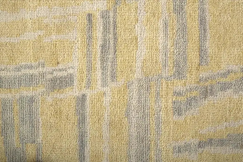 Gold And Gray Wool Abstract Hand Knotted Area Rug Photo 3