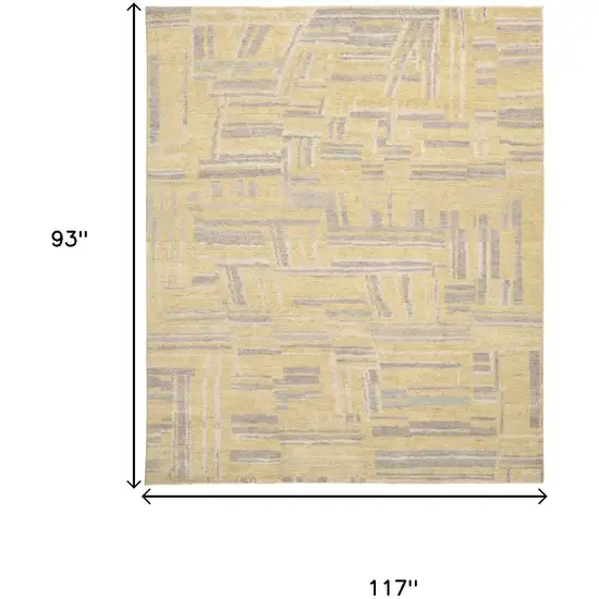 Gold And Gray Wool Abstract Hand Knotted Area Rug Photo 7