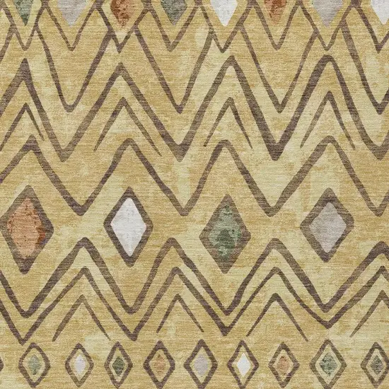Gold And Green Geometric Washable Indoor Outdoor Area Rug Photo 3