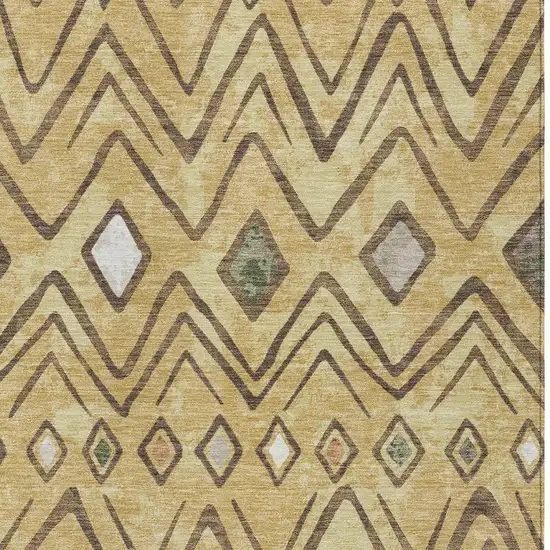 Gold And Green Geometric Washable Indoor Outdoor Area Rug Photo 3