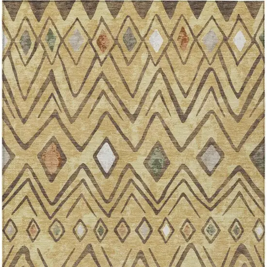 Gold And Green Geometric Washable Indoor Outdoor Area Rug Photo 4