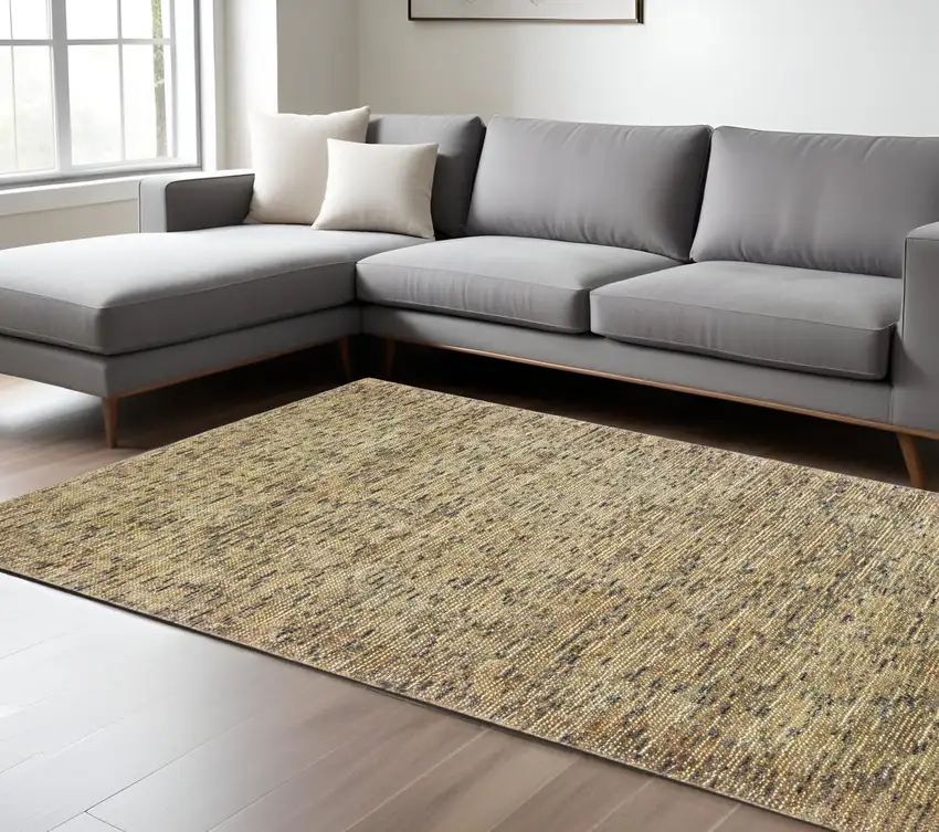 Gold And Green Hand Tufted Area Rug Photo 1