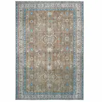 Photo of Gold And Grey Oriental Power Loom Stain Resistant Area Rug