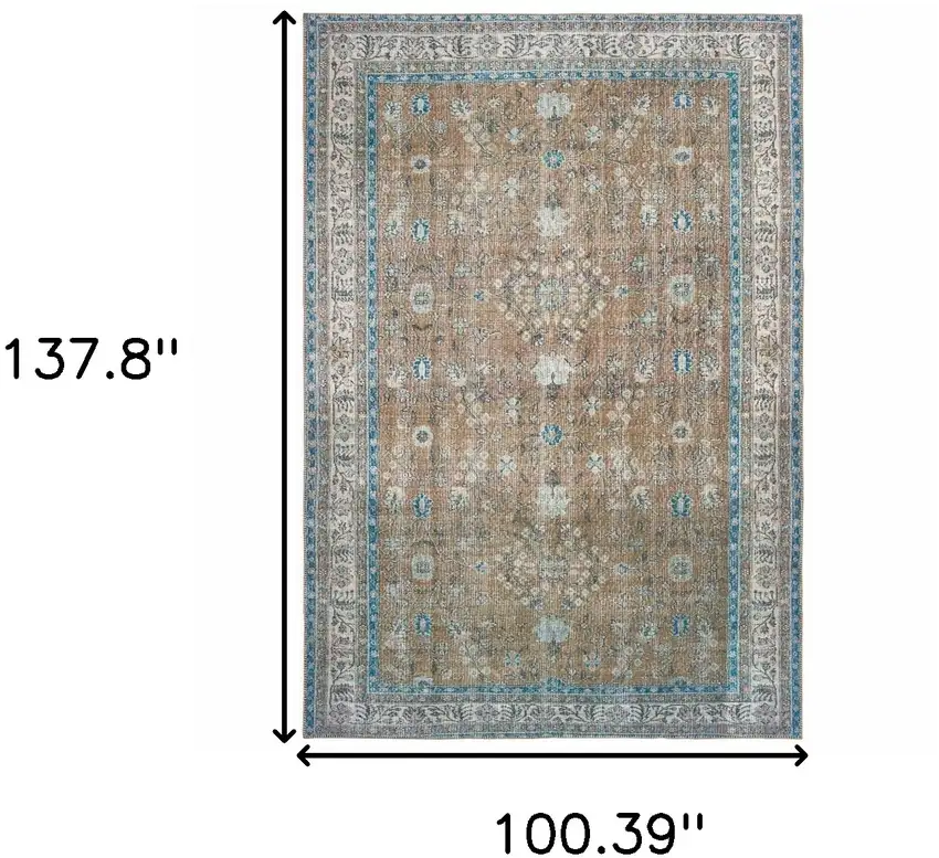 Gold And Grey Oriental Power Loom Stain Resistant Area Rug Photo 5