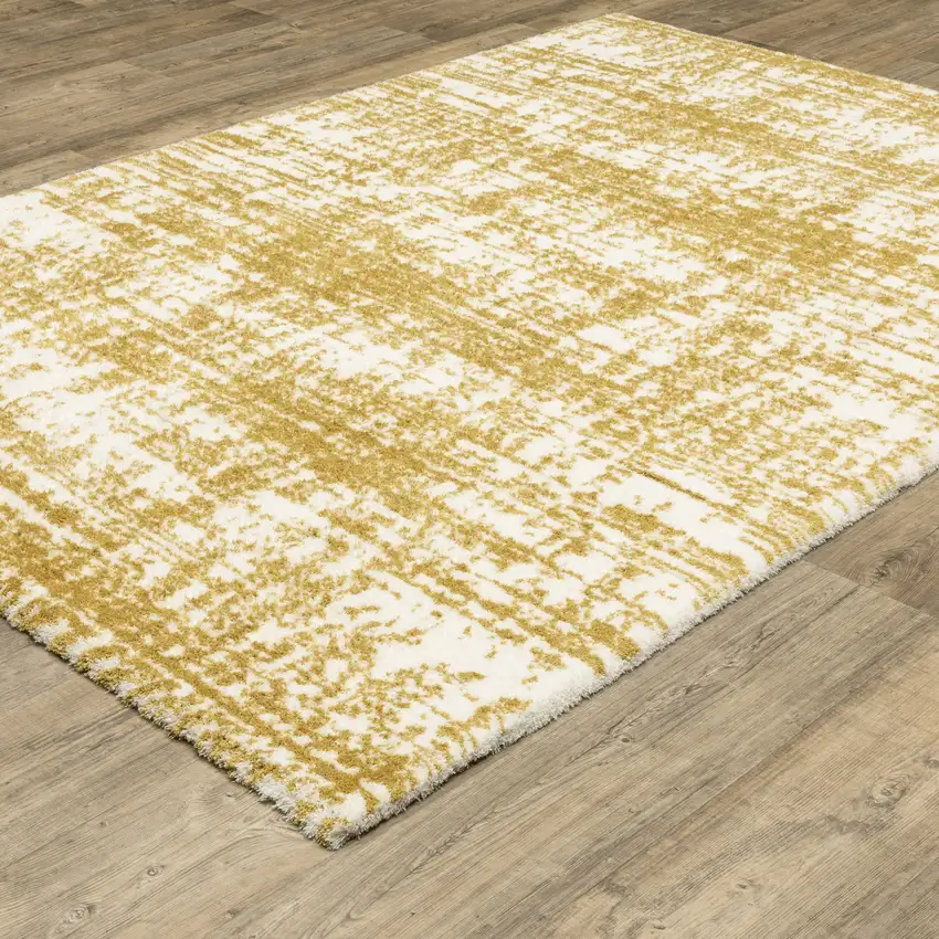 Gold And Ivory Abstract Area Rug Photo 9