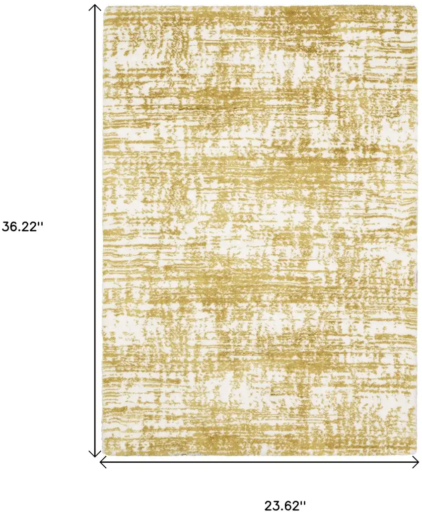 Gold And Ivory Abstract Area Rug Photo 3
