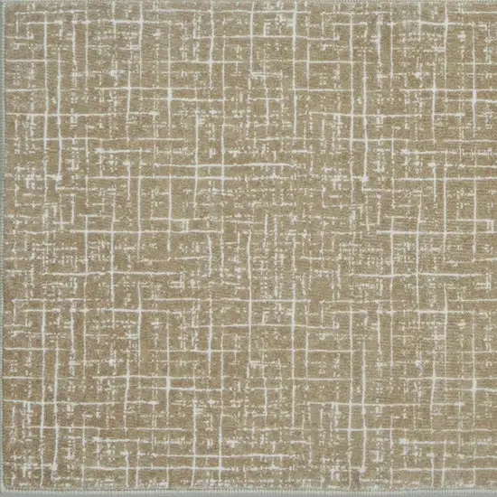 Gold And Ivory Abstract Geometric Distressed Washable Area Rug Photo 4
